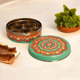 Hand Painted Spice Box With 7 Compartments - Mandala Design